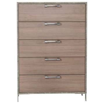 Quincy Brown Oak and Brushed Stainless Steel Chest