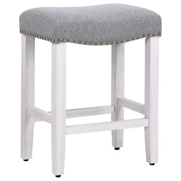 24" Upholstered Saddle Seat Counter Stool (Set of 2) in Gray