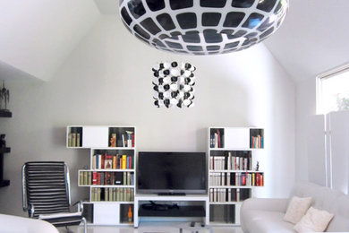 Living room - modern living room idea in San Francisco with white walls