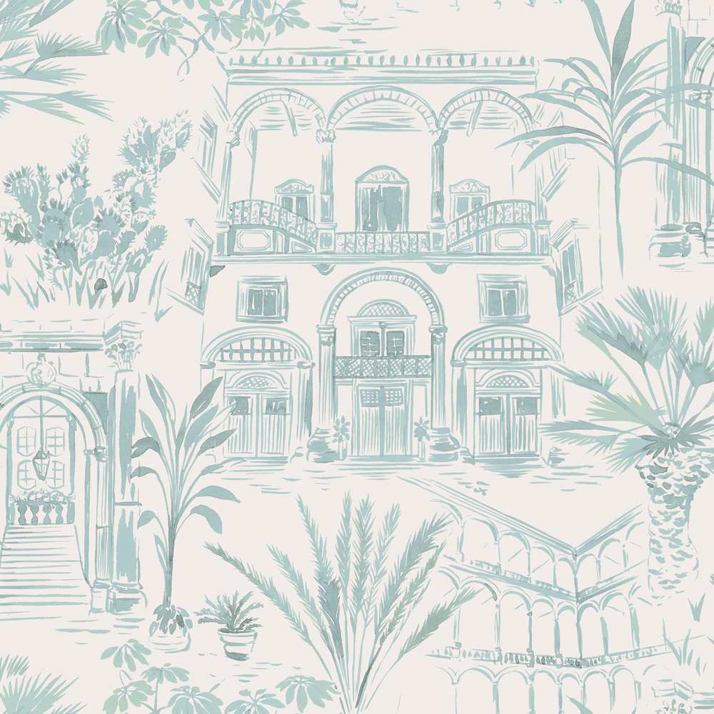 Boulevard Toile NonPasted Wallpaper, Sample, Green, 8.5