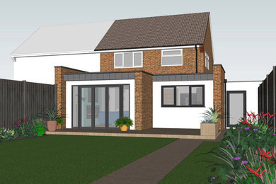 External extension view, Contemporary, Flat roof