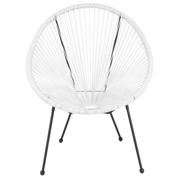 Flash Furniture Valencia 29" Oval Patio Chair in White and Black