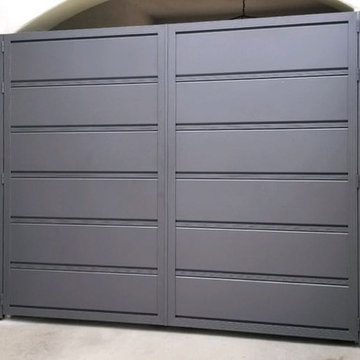 Contemporary Gray Aluminum Double Swing Gate