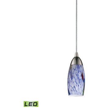 ELK Lighting Milan 1-Light Mini Pendant, Nickel/Blue, LED, 110-1BL-LED