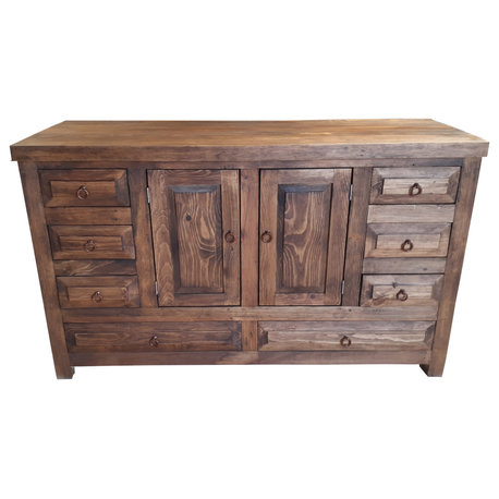 Addison Rustic Bathroom Vanity with towers, Medium Stain, 60 X 20 X 32, No Towers