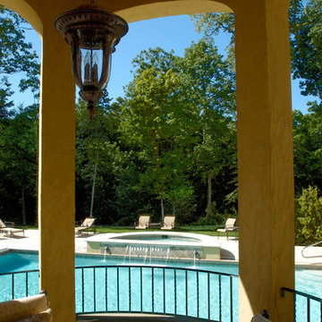 Highland Park, IL Mediterranean Swimming Pool and Raised Spa