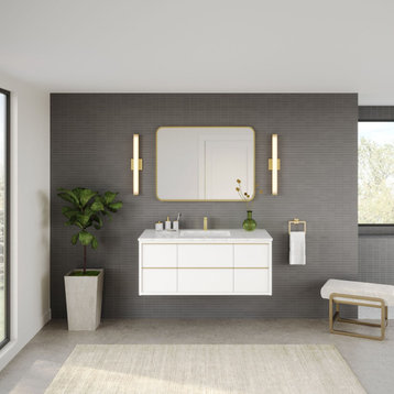 The Renwick Bathroom Vanity, White, 48", Single Sink, Wall Mount