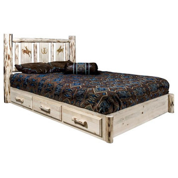 Montana Woodworks Transitional Pine Wood California King Platform Bed in Natural