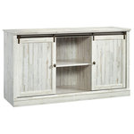 Decor Love - Rustic Sideboard Credenza, Sliding Doors and Open Compartments, White Plank - - Hidden storage behind sliding doors because everyone needs a place to hide their clutter and chaos