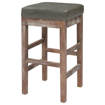 Valencia Backless Leather Counter Stool, Vintage Gray, Bonded Leather