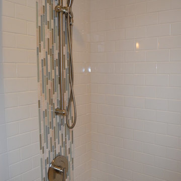 Transitional New Constrn. Guest Bathroom w/ Chocolate Vanity & Spa tile