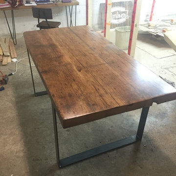 Reclaimed Wood Flat Steel Table