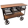 Kitchen Cart, Unique Design With Metal Frame & Open Shelves, Natural/ Black