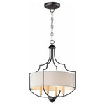 Maxim Lighting - Maxim Lighting 25284WLBZAB Savant - 26 Inch 4 Light Chandelier - Drum shades of White Linen with an off-white linerSavant 26 Inch 4 Lig Bronze/Antique Brass *UL Approved: YES Energy Star Qualified: n/a ADA Certified: n/a  *Number of Lights: Lamp: 4-*Wattage:60w E12 Candelabra Base bulb(s) *Bulb Included:No *Bulb Type:E12 Candelabra Base *Finish Type:Bronze/Antique Brass