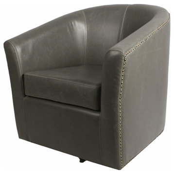 Ernest Bonded Leather Swivel Chair, Gray