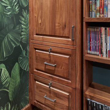 Rotating Hidden Wall Bed - Oiled Walnut Library