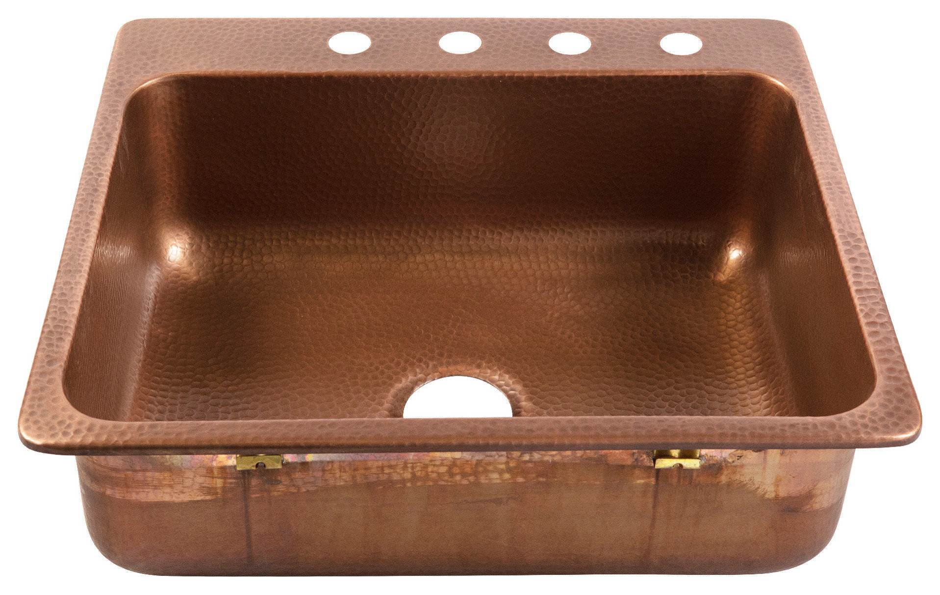 Angelico Copper 25" Single Bowl Drop-In Kitchen Sink With 4 Holes