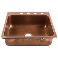 Angelico Copper 25" Single Bowl Drop-In Kitchen Sink With 4 Holes