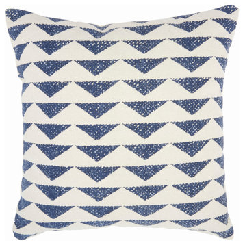 Nourison Life Styles Printed Triangles Navy Throw Pillow