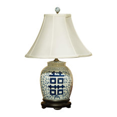 Blue and White Double Happiness Porcelain Lamp