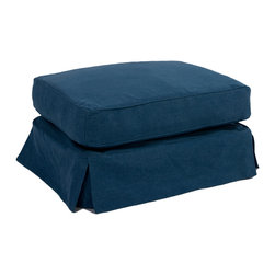 Sunset Trading - Ottoman Slip Cover, Indigo Blue - Slipcovers And Chair Covers