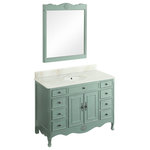 Benton Collection - 46.5" Distressed Fayetteville Bathroom Vanity, Light Blue, With Mirror - Dimensions: 46.5 x 21 x 35" H