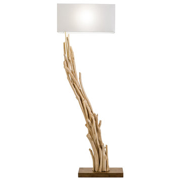 Modern Home Angled Driftwood Nautical Wooden Floor Lamp