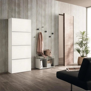 Minima contemporary 4 door shoe storage & bench by Birex