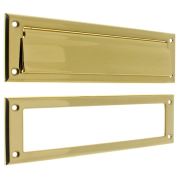 Genuine Solid Brass Magazine Mail Plate & Open Back Plate, Polished Brass
