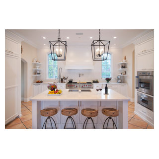 Transitional Kitchen Remodel with Pendant Lighting and Open Shelving ...