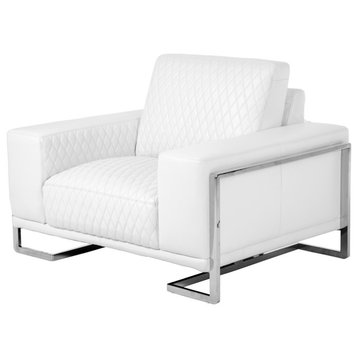 Mia Bella Gianna Leather Accent Chair, White/Stainless Steel