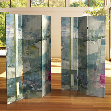 6' Tall Double Sided Mineral Smoke Canvas Room Divider