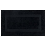 Mohawk Home - Mohawk Home Prestige Knitted Bath Rug, Black, 2' x 3' 4" - Refresh the bath spaces around your home with this essential bath collection featuring a dynamic high/low wide border design. Fit for a spa, these plush bath rugs offer everyday durability, sumptuous softness, and exquisite style in a variety of versatile sizes and colors to bring any bath space to life. Designed to hold up under heavy wear and tear, these resilient bath rugs offer advanced soil, stain, fade, and skid protection - the perfect choice for high-traffic areas.