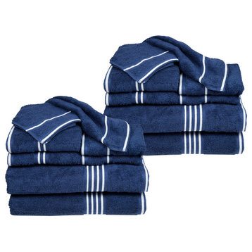 16-Piece Towel Set Cotton Bathroom Accessories, Navy