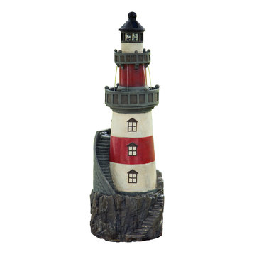 Solar Light House Fountain w/ LED Light, Red