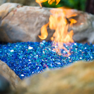 Fire Pit with Blue Glass