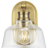 Singleton 1-Light 7.62" Vintage Brass Farmhouse Vanity Light, Clear Glass Shade