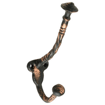Heavy Duty Coat and Hat Hook, 5", Distressed Copper, Individual Hook, Hooks