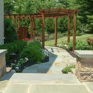 Curved Wooden Structure w/ Stone Walkway