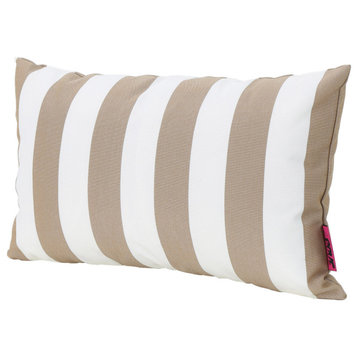 GDF Studio Coronado Outdoor Stripe Water Resistant Rectangular Pillow, Brown, Single