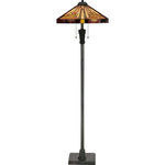 Quoizel - Quoizel TF885F Two Light Floor Lamp Stephen Vintage Bronze - This handcrafted Tiffany style collection illuminates your home with warm shades of amber bisque and earthy green arranged in a clean and simple geometric pattern reminiscent of the works of Frank Lloyd Wright. The sturdy base complements the Arts & Crafts style and is finished in a Vintage Bronze.
