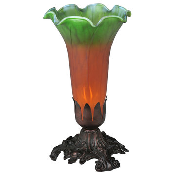 8H Amber/Green Pond Lily Accent Lamp