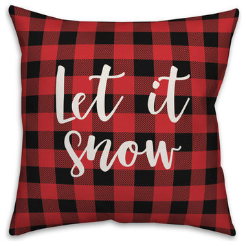 Let It Snow, Buffalo Check Plaid 18x18 Throw Pillow