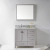 Caroline Av. 36SG Vanity C. Gray, Marble Top, Round Sink/Chrome Faucet, Mirror