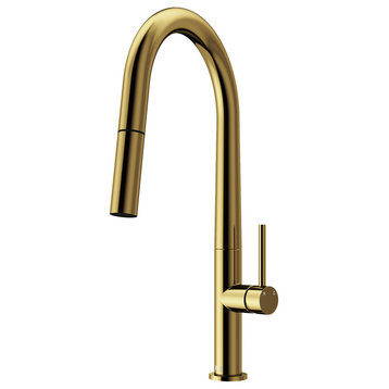 VIGO Greenwich Pull-Down Kitchen Faucet, Matte Brushed Gold