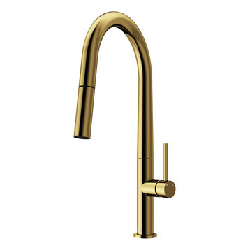 VIGO Greenwich Pull-Down Kitchen Faucet, Matte Brushed Gold