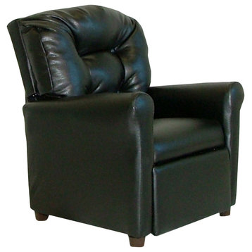 Child's 4 Button Black Leather Like Recliner