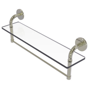 Remi 22" Glass Vanity Shelf with Towel Bar, Polished Nickel