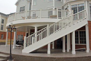 Curved Deck - Curved Stairs - Stamped concrete