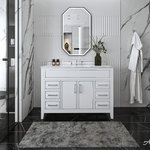 Ancerre Designs - Aspen Bathroom Vanity Set, White, 48" - The breath-taking Aspen collection celebrates fine craftsmanship and materials. Fashion-forward design infused with unique jewelry-like stainless steel metal trims and brackets that are meticulously hand polished. Accented with sculptural hardware that incorporates classical lines. Ancerre Designs' Aspen collection will be sure to add a touch of luxury to any home.